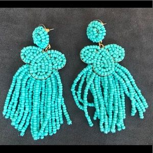 Turquoise Glass Beads Statement Earrings